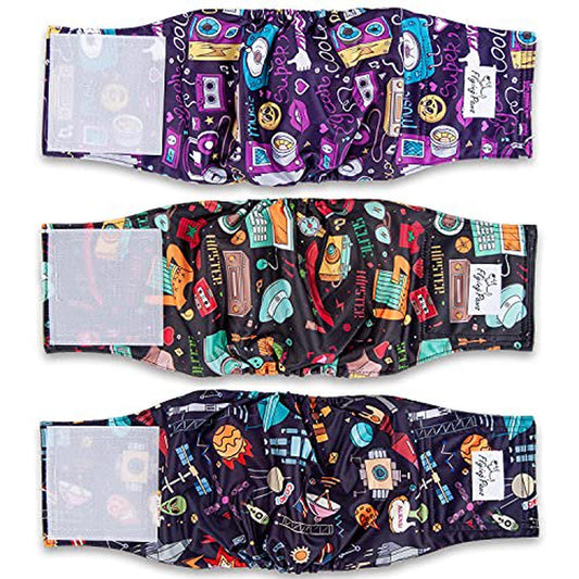 Flying Paws Male Dog Diapers Washable Male Dog Wraps Belly Band(Pack of 3), Reusable Doggie Diapers, Durable Puppy Diapers High Absorbing (Department Store, Large(17'' - 21'')) Animals & Pet Supplies > Pet Supplies > Dog Supplies > Dog Diaper Pads & Liners Flying Paws   