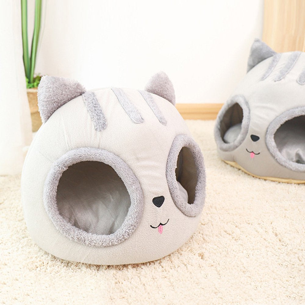 Tiyuyo Cat Head Shaped Washable Kitty Beds Indoor Detachable Semi-Closed Pet House Animals & Pet Supplies > Pet Supplies > Cat Supplies > Cat Beds tiyuyo   