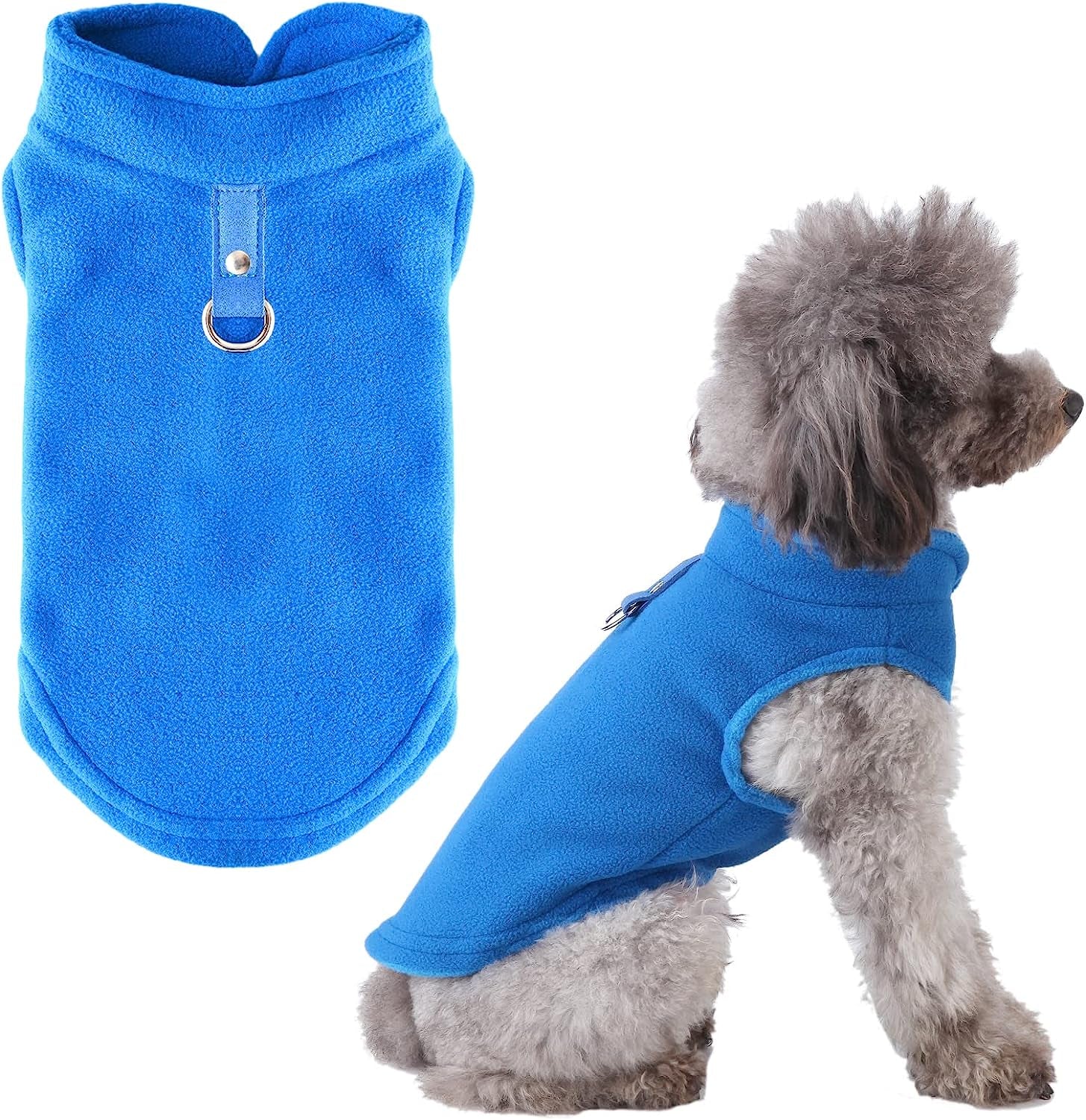 PETCARE Small Dog Sweater Cat Fleece Vest Soft Dog Jacket with Leash O-Ring Winter Warm Pet Pullover Coat Puppy Clothes for Small Dogs Cats Chihuahua Apparel Shih Tzu Costume, Grey Animals & Pet Supplies > Pet Supplies > Dog Supplies > Dog Apparel PETCARE Blue XL (Suggest 17-28 lbs) 