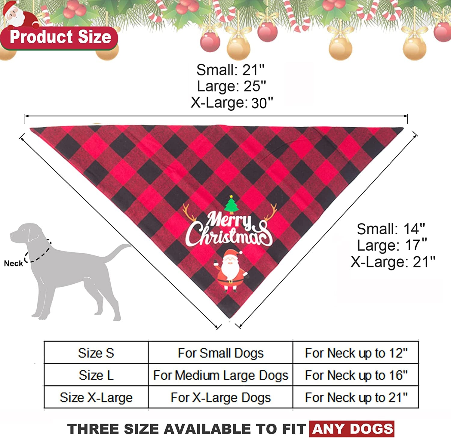 ADOGGYGO 2 Pack Dog Bandana Christmas Classic Plaid Pet Scarf Triangle Bibs Kerchief Merry Christmas Santa Snowman Print Pet Bandana for Medium Large Dogs Pets (Large, Red&Green) Animals & Pet Supplies > Pet Supplies > Dog Supplies > Dog Apparel ADOGGYGO   