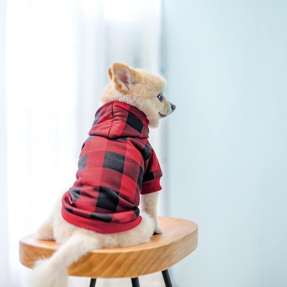 EXPAWLORER Plaid Dog Hoodie Pet Clothes - Warm Soft Dog Sweater with Windproof Hood, Dog Pajamas Sweatshirt, Fall Winter Jacket Coat for Small to Large Dogs, Ideal Gifts for Birthday Animals & Pet Supplies > Pet Supplies > Dog Supplies > Dog Apparel EXPAWLORER   