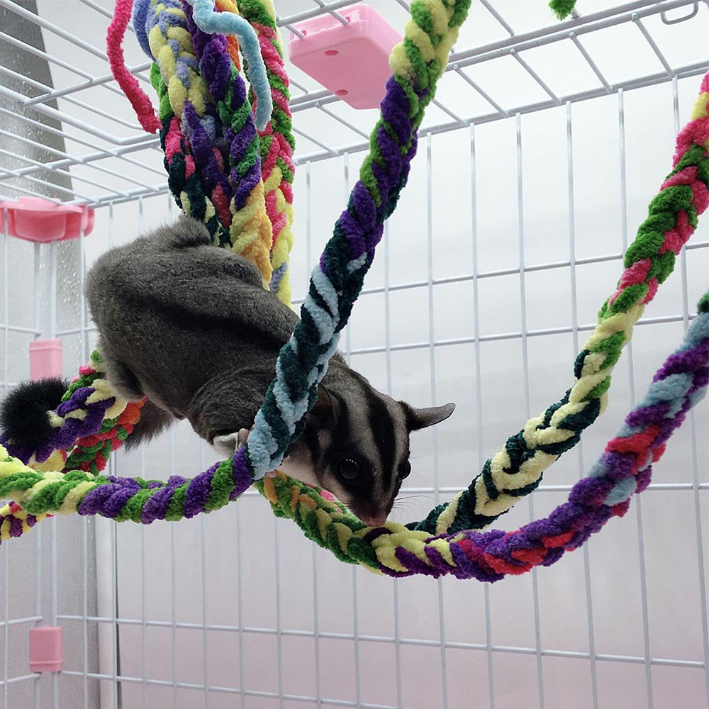 Handmade Sugar Glider Toys for Climbing Exercising Hanging Toy Cage Accessories for Bird Rope Perch Swing Toy, 4Pcs Animals & Pet Supplies > Pet Supplies > Bird Supplies > Bird Cage Accessories Lemonbest   