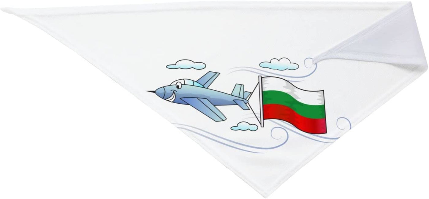 Airplane with Flag Bulgaria Pet Dog and Cat Decorative Triangle Scarf,Dog Bandana,Breathable and Stain Resistant. Animals & Pet Supplies > Pet Supplies > Dog Supplies > Dog Apparel ZALTAS   