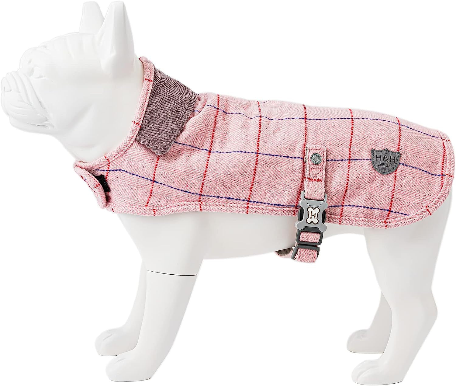 HUGO & HUDSON Dog Fleece Jacket - Clothing & Accessories for Dogs Winter Coats & Jackets with Adjustable Strap - Caramel Checked Herringbone Tweed - S Animals & Pet Supplies > Pet Supplies > Dog Supplies > Dog Apparel Hugo & Hudson Pink M50 