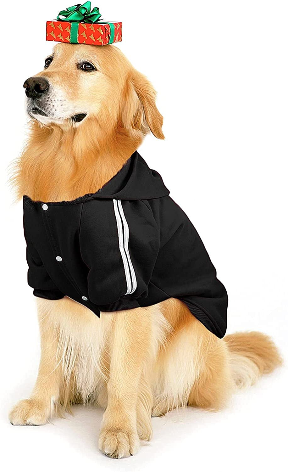 PETLESO Dog Sweater for Large Dog, Warm Cotton Hoodie Sweatshirt for Medium Large Dogs, Red 3XL Animals & Pet Supplies > Pet Supplies > Dog Supplies > Dog Apparel PETLESO Black 4XL-Chest: 30 1/2" 