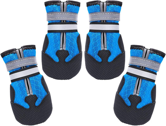 Dimicoo Breathable Mesh Dog Boots Nonslip Soft Rubber Sole Dog Shoes for Daily (Pack of 4) Animals & Pet Supplies > Pet Supplies > Dog Supplies > Dog Apparel Dimicoo Blue M ( 2.17" width ) 