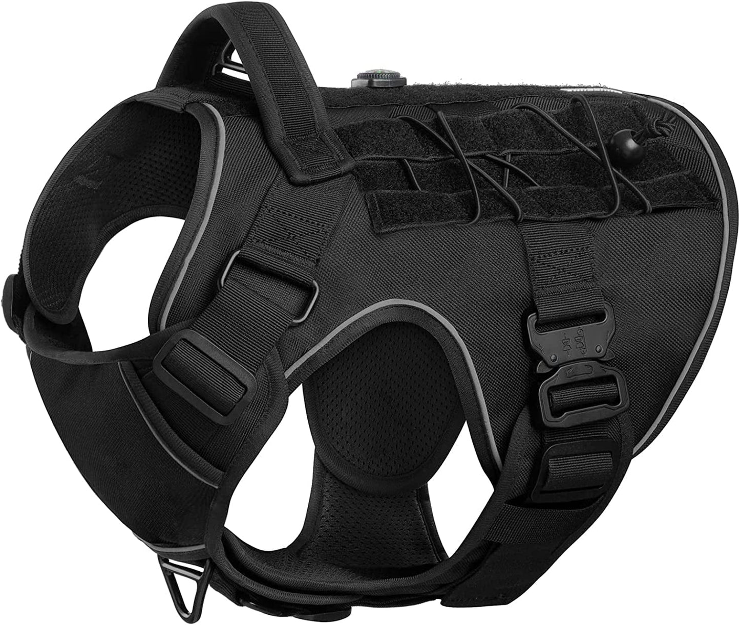 DNALLRINO Tactical Dog Harness for Large Medium Dogs, Heavy Duty Military Dog Harness with Handle, Adjustable No Pull Service Dog Harness with Molle & Loop Panels for Hiking Walking Training Animals & Pet Supplies > Pet Supplies > Dog Supplies > Dog Apparel Dnallrino Black Classic L (Neck: 19" - 27", Chest: 28.5"-37") 