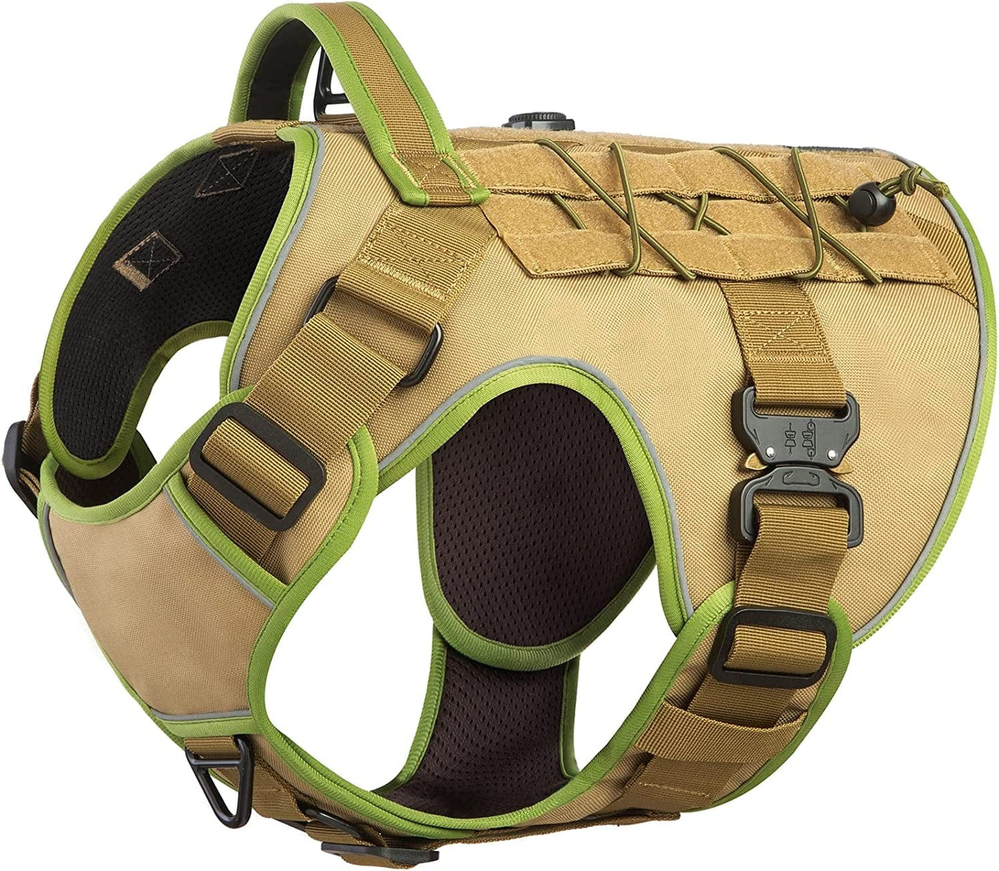DNALLRINO Tactical Dog Harness for Large Medium Dogs, Heavy Duty Military Dog Harness with Handle, Adjustable No Pull Service Dog Harness with Molle & Loop Panels for Hiking Walking Training Animals & Pet Supplies > Pet Supplies > Dog Supplies > Dog Apparel Dnallrino Brown L (Neck: 19" - 27", Chest: 28.5"-37") 