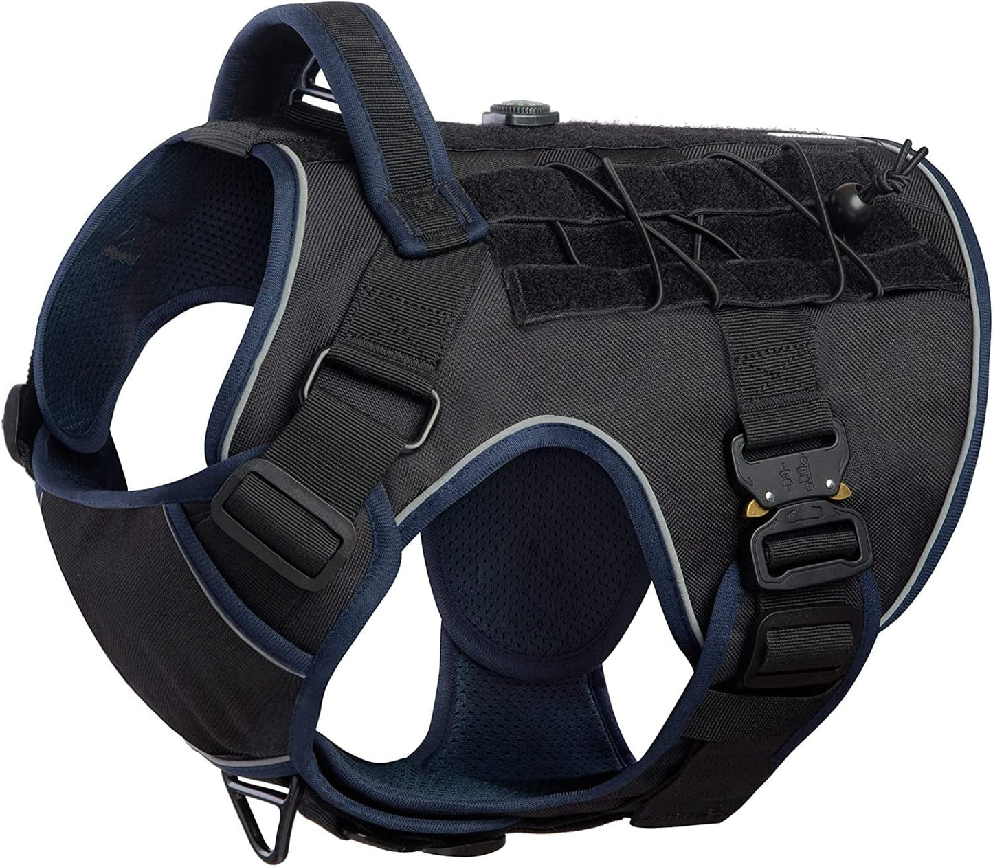 DNALLRINO Tactical Dog Harness for Large Medium Dogs, Heavy Duty Military Dog Harness with Handle, Adjustable No Pull Service Dog Harness with Molle & Loop Panels for Hiking Walking Training Animals & Pet Supplies > Pet Supplies > Dog Supplies > Dog Apparel Dnallrino Black L (Neck: 19" - 27", Chest: 28.5"-37") 