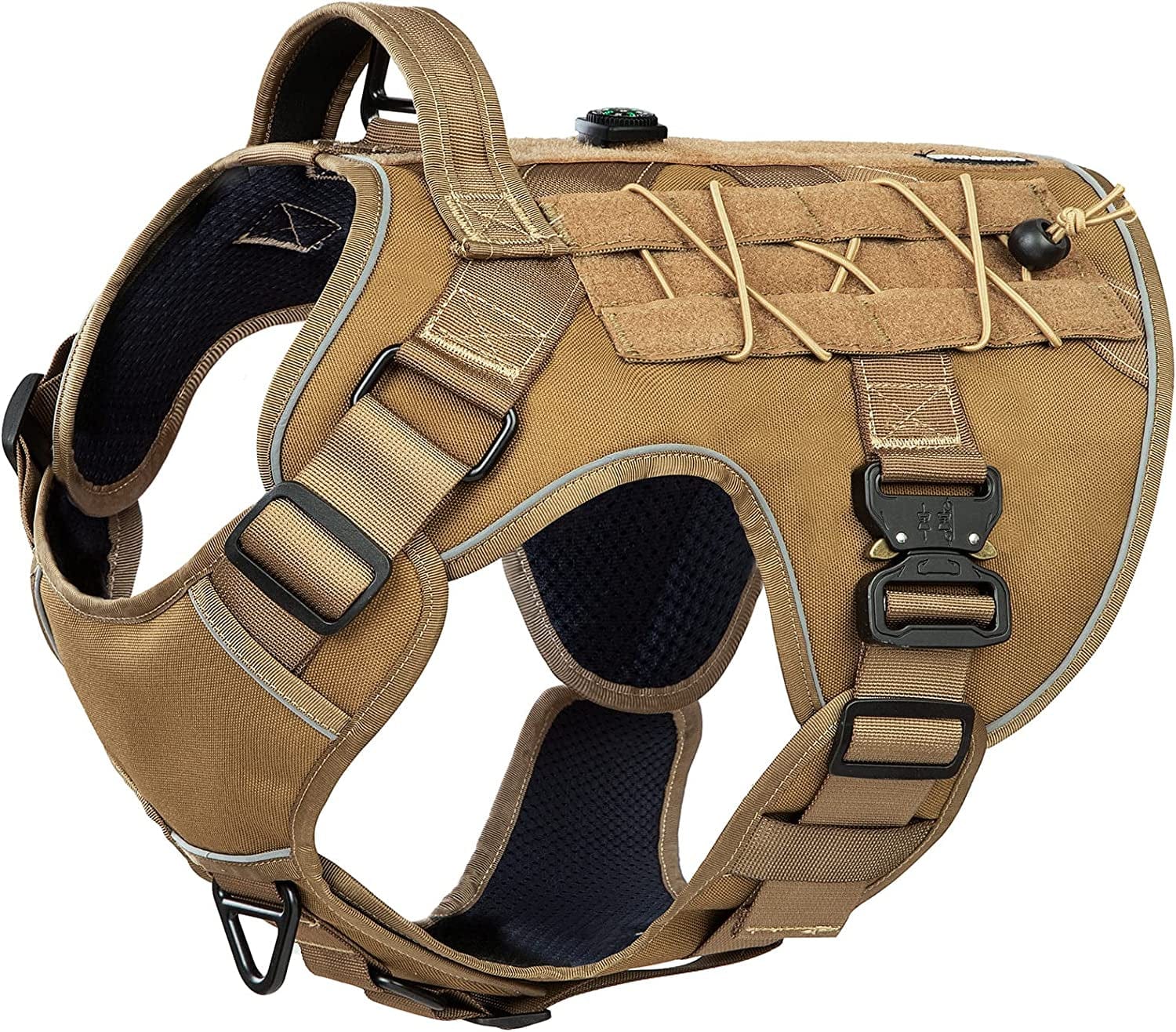 DNALLRINO Tactical Dog Harness for Large Medium Dogs, Heavy Duty Military Dog Harness with Handle, Adjustable No Pull Service Dog Harness with Molle & Loop Panels for Hiking Walking Training Animals & Pet Supplies > Pet Supplies > Dog Supplies > Dog Apparel Dnallrino A Coyote Brown L (Neck: 19" - 27", Chest: 28.5"-37") 