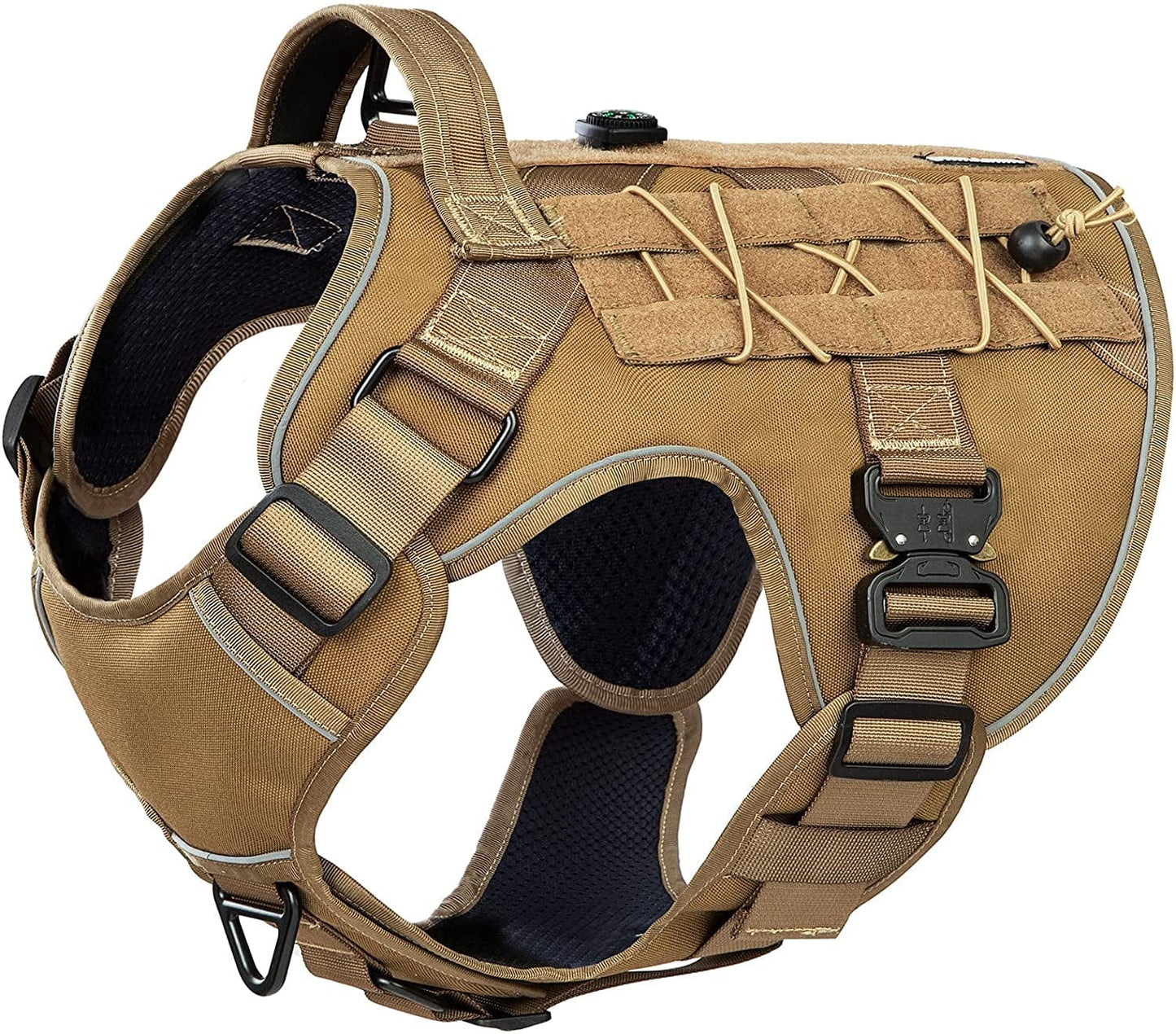 DNALLRINO Tactical Dog Harness for Large Medium Dogs, Heavy Duty Military Dog Harness with Handle, Adjustable No Pull Service Dog Harness with Molle & Loop Panels for Hiking Walking Training Animals & Pet Supplies > Pet Supplies > Dog Supplies > Dog Apparel Dnallrino A Coyote Brown XL (Neck: 21" - 29", Chest: 30"-43") 