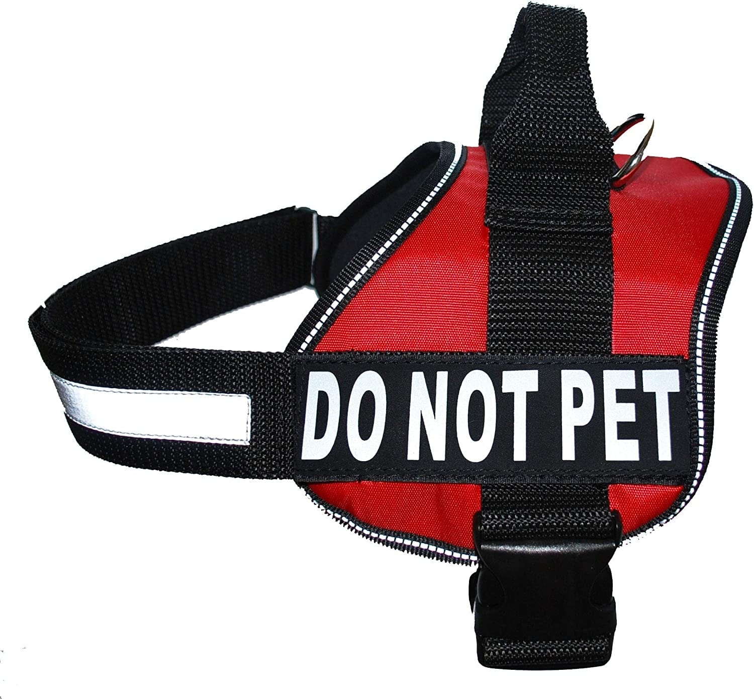 DO NOT PET Dog Vest Harness with Removable Patches and Reflective Trim. Comes with 2 DO NOT PET Reflective Removable Patches. Please Measure Dogs Girth before Purchase Animals & Pet Supplies > Pet Supplies > Dog Supplies > Dog Apparel Doggie Stylz Red Girth 30-42" 