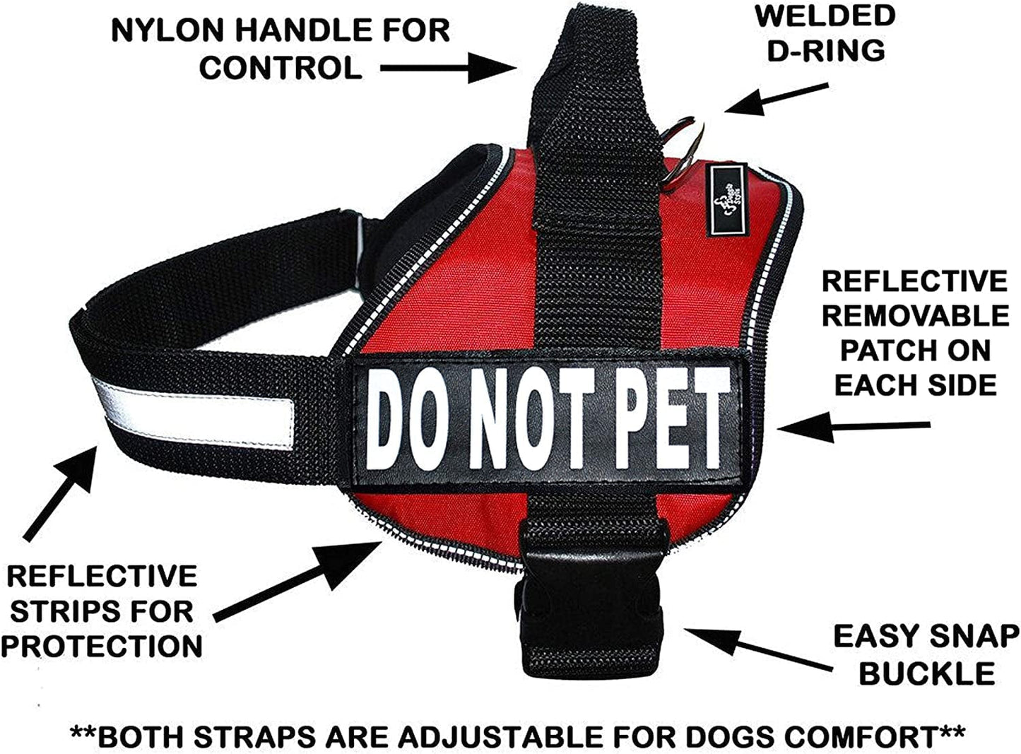 DO NOT PET Dog Vest Harness with Removable Patches and Reflective Trim. Comes with 2 DO NOT PET Reflective Removable Patches. Please Measure Dogs Girth before Purchase Animals & Pet Supplies > Pet Supplies > Dog Supplies > Dog Apparel Doggie Stylz   