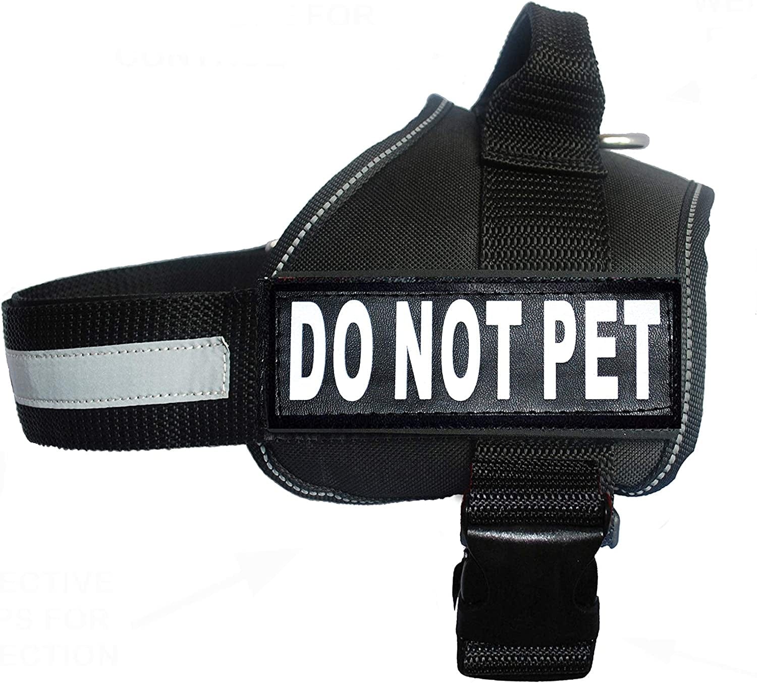 DO NOT PET Dog Vest Harness with Removable Patches and Reflective Trim. Comes with 2 DO NOT PET Reflective Removable Patches. Please Measure Dogs Girth before Purchase Animals & Pet Supplies > Pet Supplies > Dog Supplies > Dog Apparel Doggie Stylz Black Girth 30-42" 