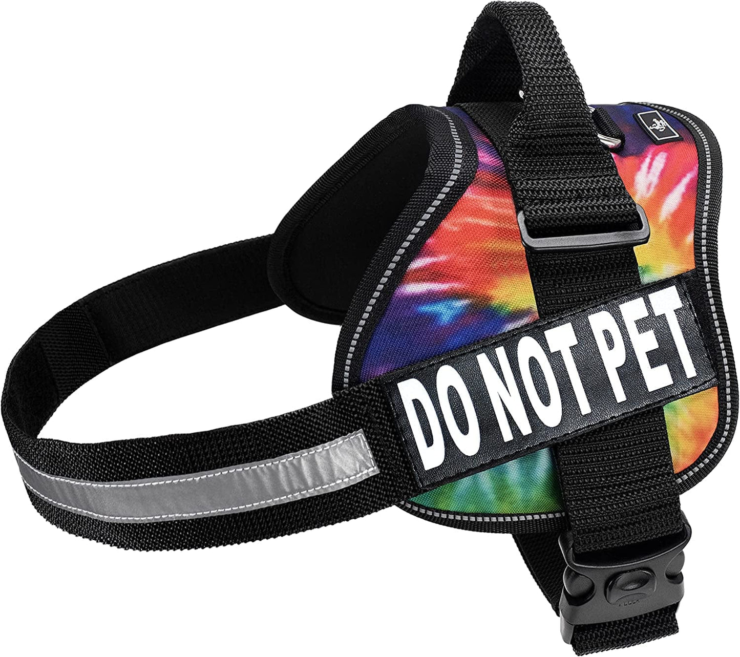 DO NOT PET Dog Vest Harness with Removable Patches and Reflective Trim. Comes with 2 DO NOT PET Reflective Removable Patches. Please Measure Dogs Girth before Purchase Animals & Pet Supplies > Pet Supplies > Dog Supplies > Dog Apparel Doggie Stylz Tie Dye Girth 30-42" 