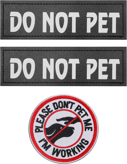 Do Not Pet Patches,Coolrunner 2 Pcs Reflective Dog Patches and 1Pcs Embroidered Don’T Pet Me Dog Patches with Hook Dog Patches for Large Dog Vest Harness(6.3 X 2 In)