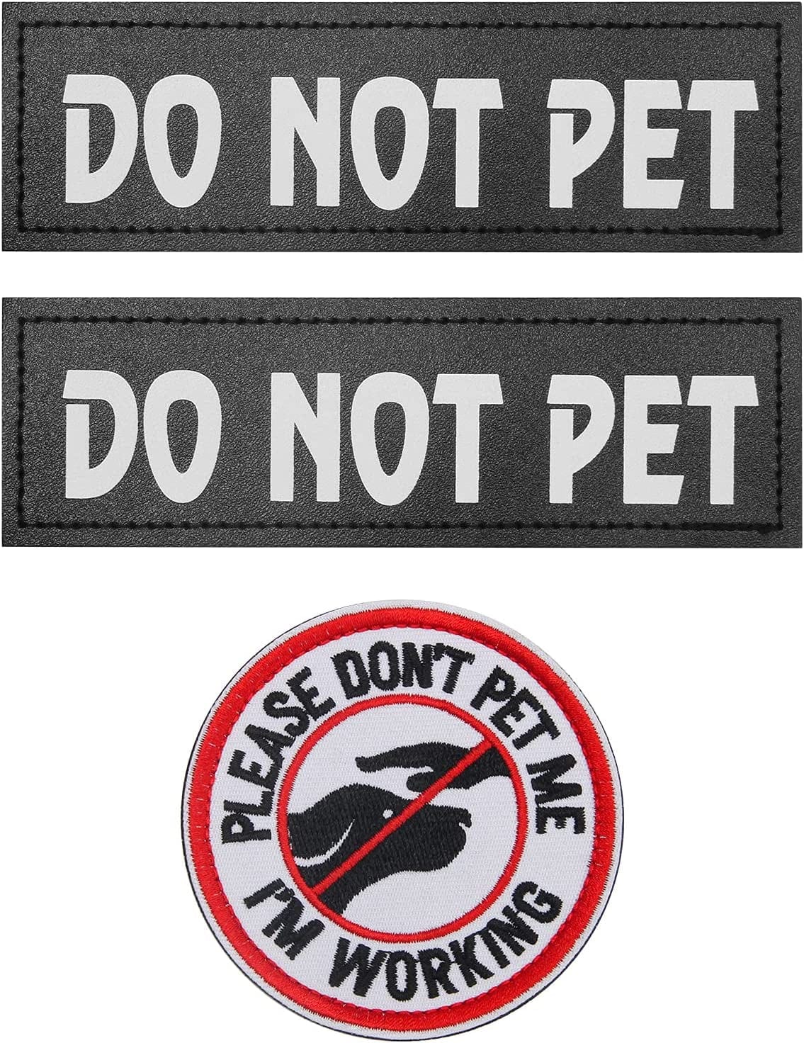 Do Not Pet Patches,Coolrunner 2 Pcs Reflective Dog Patches and 1Pcs Embroidered Don’T Pet Me Dog Patches with Hook Dog Patches for Large Dog Vest Harness(6.3 X 2 In) Animals & Pet Supplies > Pet Supplies > Dog Supplies > Dog Apparel Coolrunner Do Not Pet  