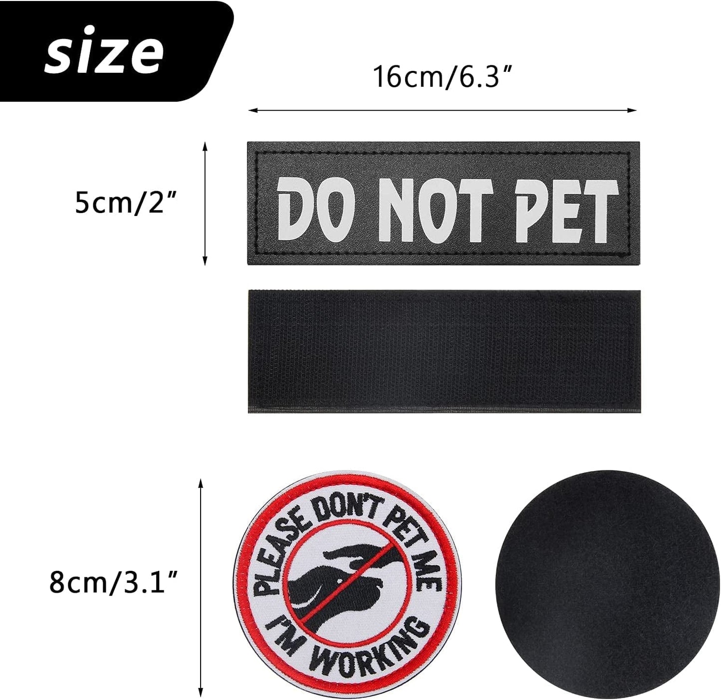 Do Not Pet Patches,Coolrunner 2 Pcs Reflective Dog Patches and 1Pcs Embroidered Don’T Pet Me Dog Patches with Hook Dog Patches for Large Dog Vest Harness(6.3 X 2 In) Animals & Pet Supplies > Pet Supplies > Dog Supplies > Dog Apparel Coolrunner   