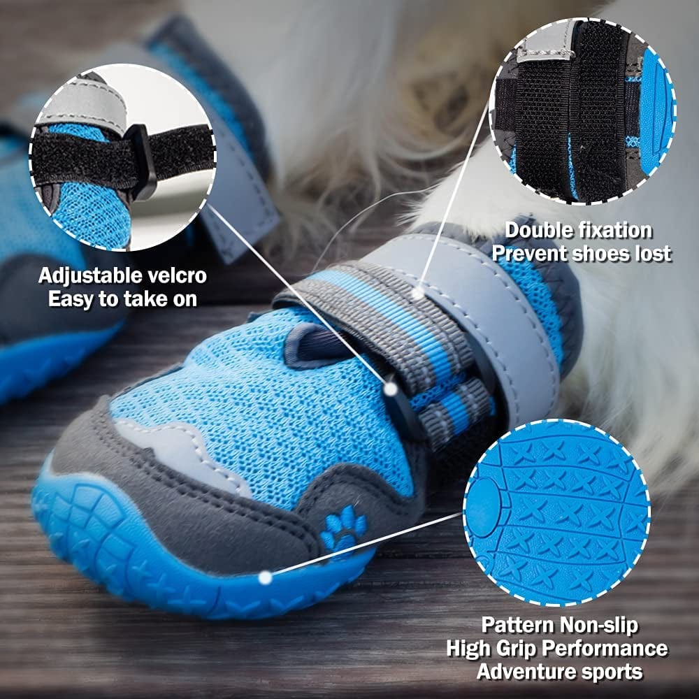 Docki Dog Boots - Breathable Safety Shoes for Hot Pavement - Sport Style Adjustable Booties with Good-Grip for All Dogs - Prevent Accidental Injuries to Dog Paws (4PCS) (#7: 3.27 X2.76 Inch (LW), Red Animals & Pet Supplies > Pet Supplies > Dog Supplies > Dog Apparel Docki   