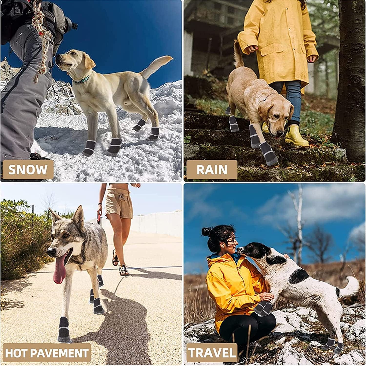 Dog Booties Paw Protector Waterproof Dog Shoes Adjustable Straps and Rugged Anti-Slip Sole Dog Boots Comfortable Easy to Wear Suitable for Medium Large Dogs (Large-X) Animals & Pet Supplies > Pet Supplies > Dog Supplies > Dog Apparel DotPet   