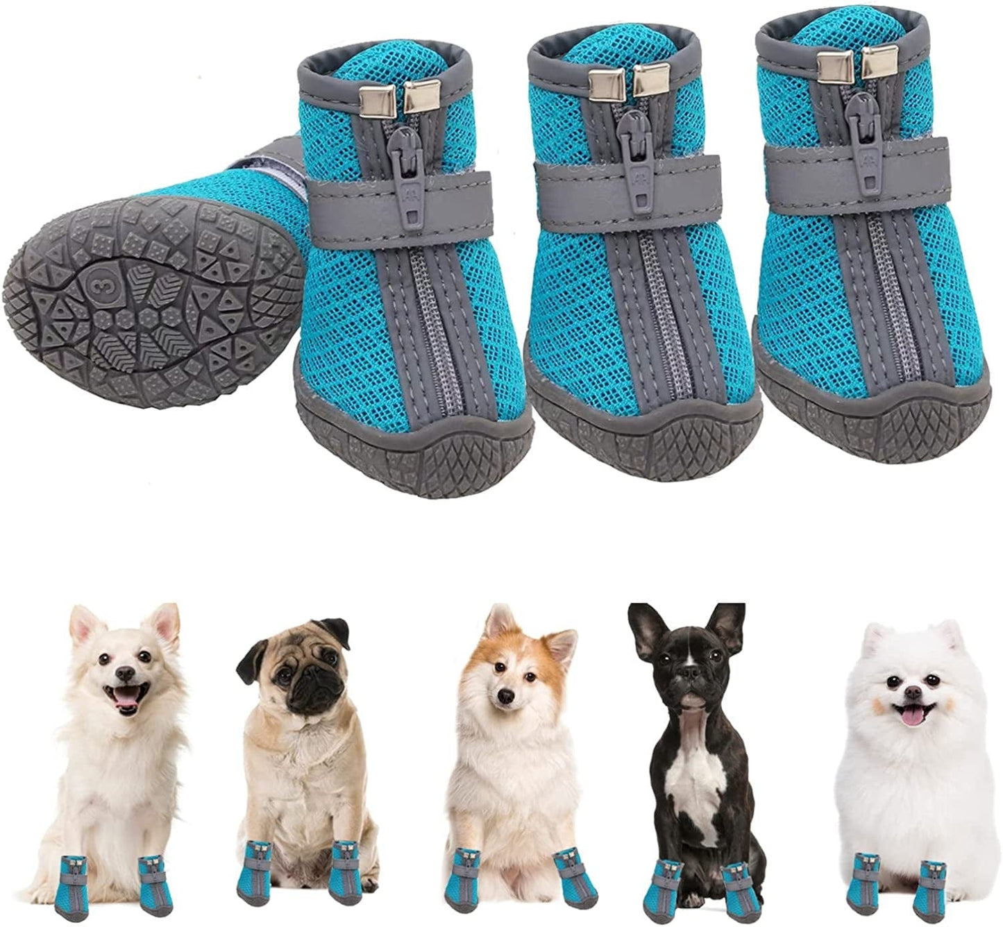 Dog Boots and Paw Protectors, Winter Dog Shoes for Hiking, Dog Warm Boots, Outdoor Indoor Dog Shoes Suitable for Small Dogs, Black, #4 (Width 1.69 Inch) for 15-21 Lbs Animals & Pet Supplies > Pet Supplies > Dog Supplies > Dog Apparel Generic Blue #5 (width 1.88 inch) for 21-27 lbs 