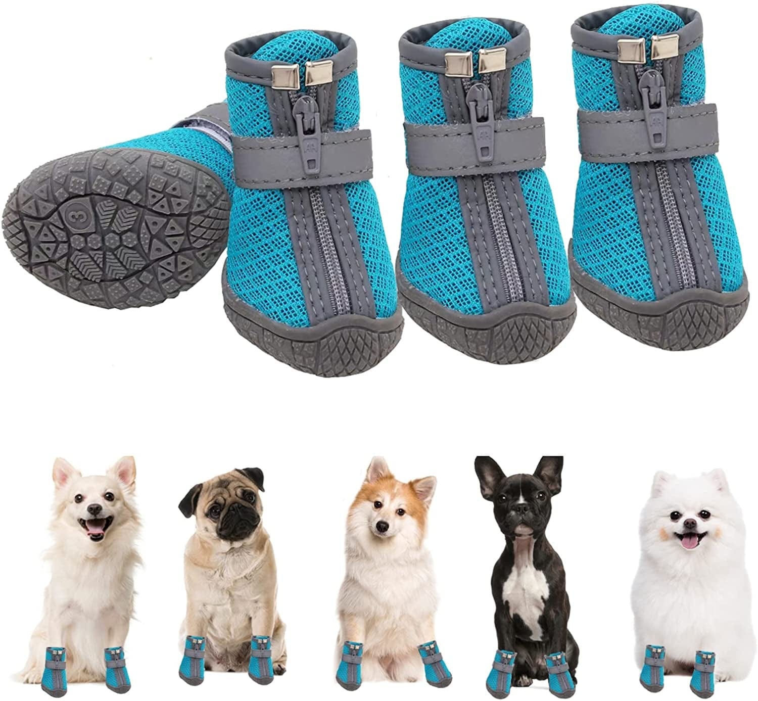Dog Boots and Paw Protectors, Winter Dog Shoes for Hiking, Dog Warm Boots, Outdoor Indoor Dog Shoes Suitable for Small Dogs, Black, #4 (Width 1.69 Inch) for 15-21 Lbs Animals & Pet Supplies > Pet Supplies > Dog Supplies > Dog Apparel Generic Blue #5 (width 1.88 inch) for 21-27 lbs 