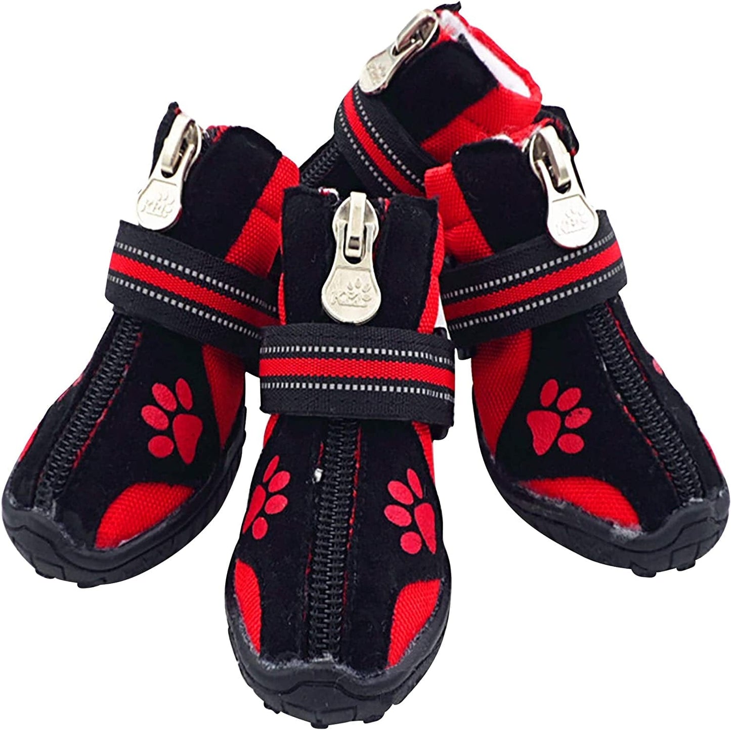 Dog Boots,Dog Hiking Shoes for Snow & Hot & Sharp Pavement Pet Paws Protector Anti-Skid Dog Boots Durable Pet Hiking Shoes for Indoor Outdoor Activities (1#-Paw L*W=1.34" X 1.02", Blank and Red) Animals & Pet Supplies > Pet Supplies > Dog Supplies > Dog Apparel BESUNTEK   