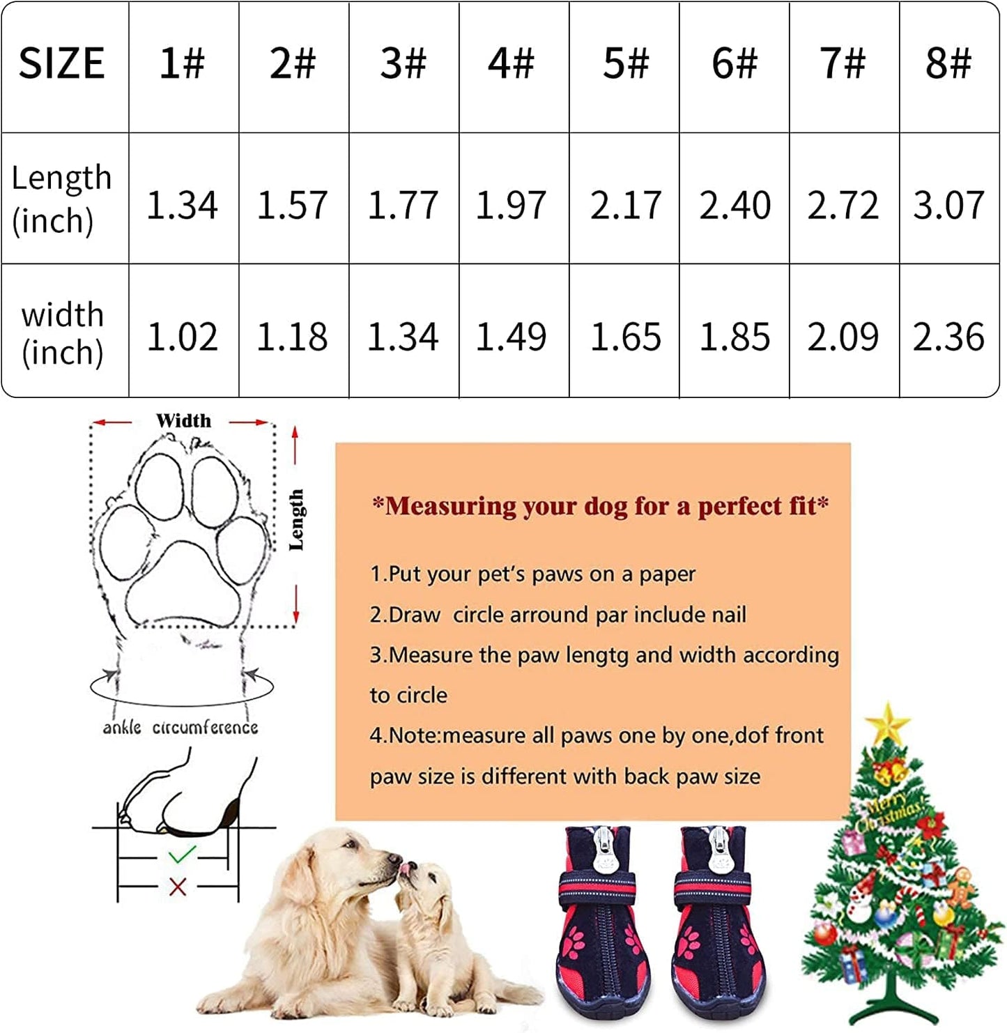 Dog Boots,Dog Hiking Shoes for Snow & Hot & Sharp Pavement Pet Paws Protector Anti-Skid Dog Boots Durable Pet Hiking Shoes for Indoor Outdoor Activities (1#-Paw L*W=1.34" X 1.02", Blank and Red) Animals & Pet Supplies > Pet Supplies > Dog Supplies > Dog Apparel BESUNTEK   