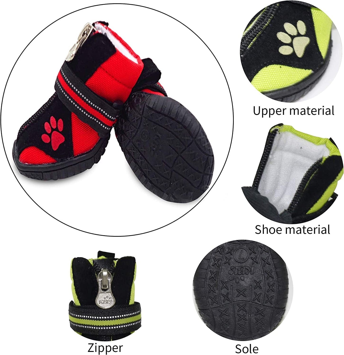 Dog Boots,Dog Hiking Shoes for Snow & Hot & Sharp Pavement Pet Paws Protector Anti-Skid Dog Boots Durable Pet Hiking Shoes for Indoor Outdoor Activities (1#-Paw L*W=1.34" X 1.02", Blank and Red) Animals & Pet Supplies > Pet Supplies > Dog Supplies > Dog Apparel BESUNTEK   