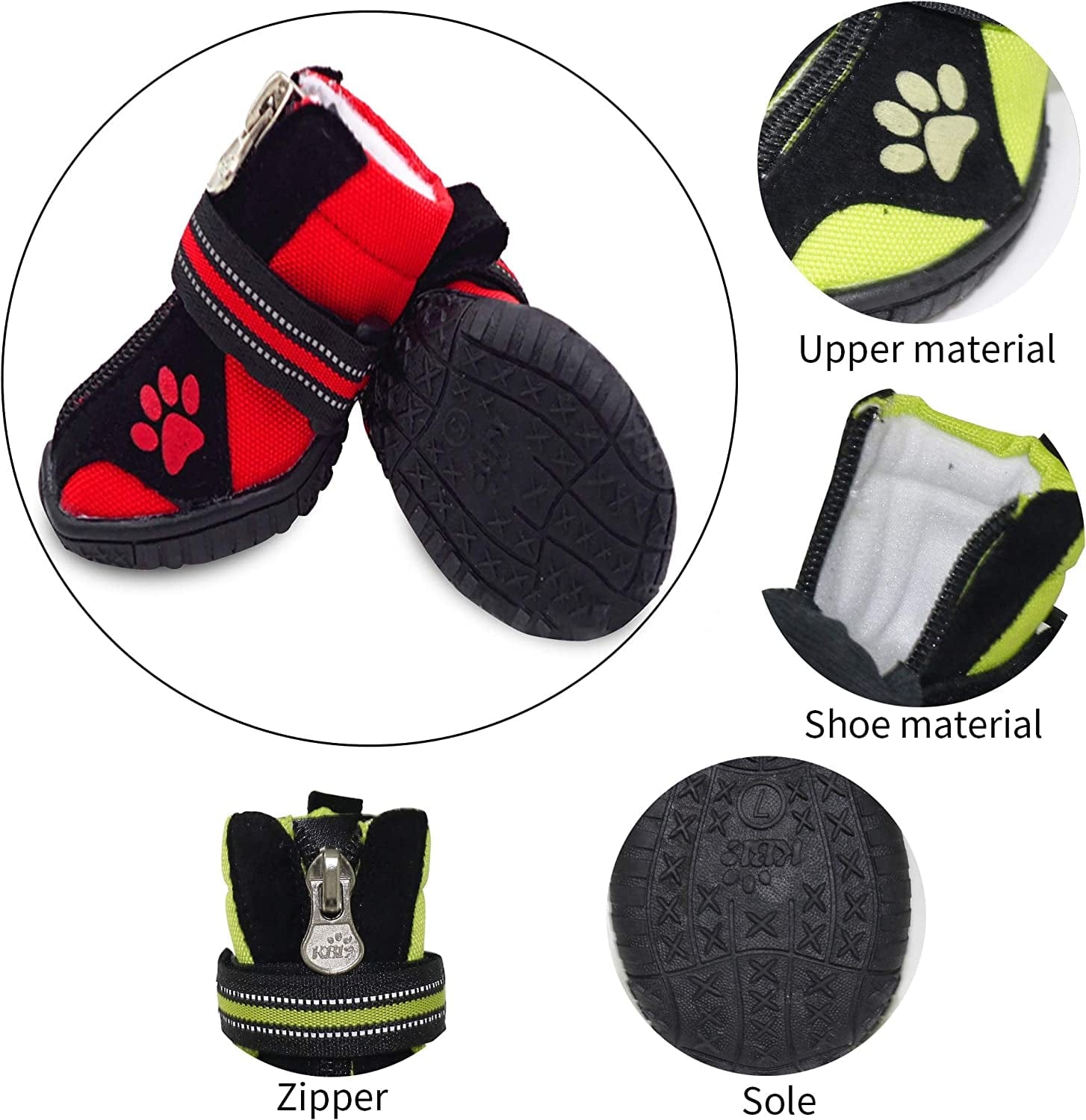Dog Boots,Dog Hiking Shoes for Snow & Hot & Sharp Pavement Pet Paws Protector Anti-Skid Dog Boots Durable Pet Hiking Shoes for Indoor Outdoor Activities (1#-Paw L*W=1.34" X 1.02", Blank and Red) Animals & Pet Supplies > Pet Supplies > Dog Supplies > Dog Apparel BESUNTEK   
