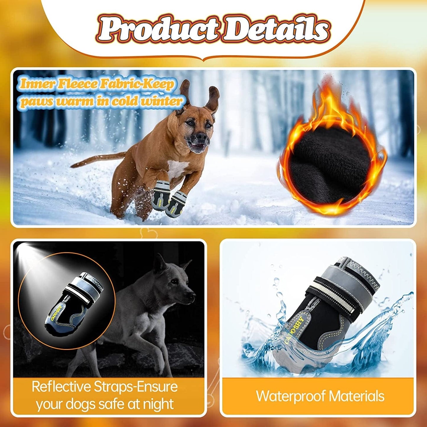 Dog Boots Dog Shoes for Large Medium Small Dogs, Waterproof Dog Booties for Snow/Winter/Outdoor/Running/Hot Pavement, Paw Protectors,Velcro Straps and Upgraded Bottom for Non-Slipping Animals & Pet Supplies > Pet Supplies > Dog Supplies > Dog Apparel CADO SHY   