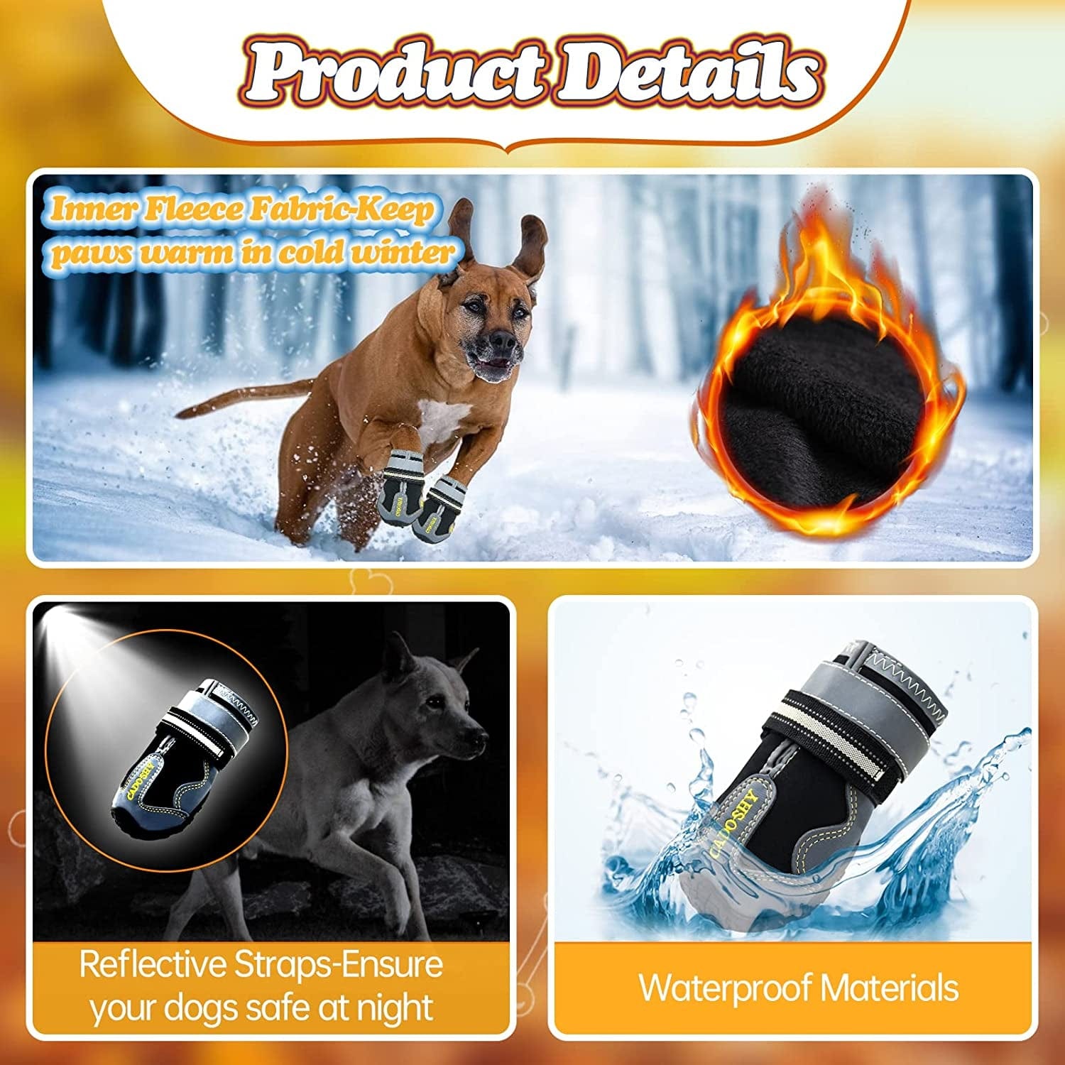 Dog Boots Dog Shoes for Large Medium Small Dogs, Waterproof Dog Booties for Snow/Winter/Outdoor/Running/Hot Pavement, Paw Protectors,Velcro Straps and Upgraded Bottom for Non-Slipping Animals & Pet Supplies > Pet Supplies > Dog Supplies > Dog Apparel CADO SHY   