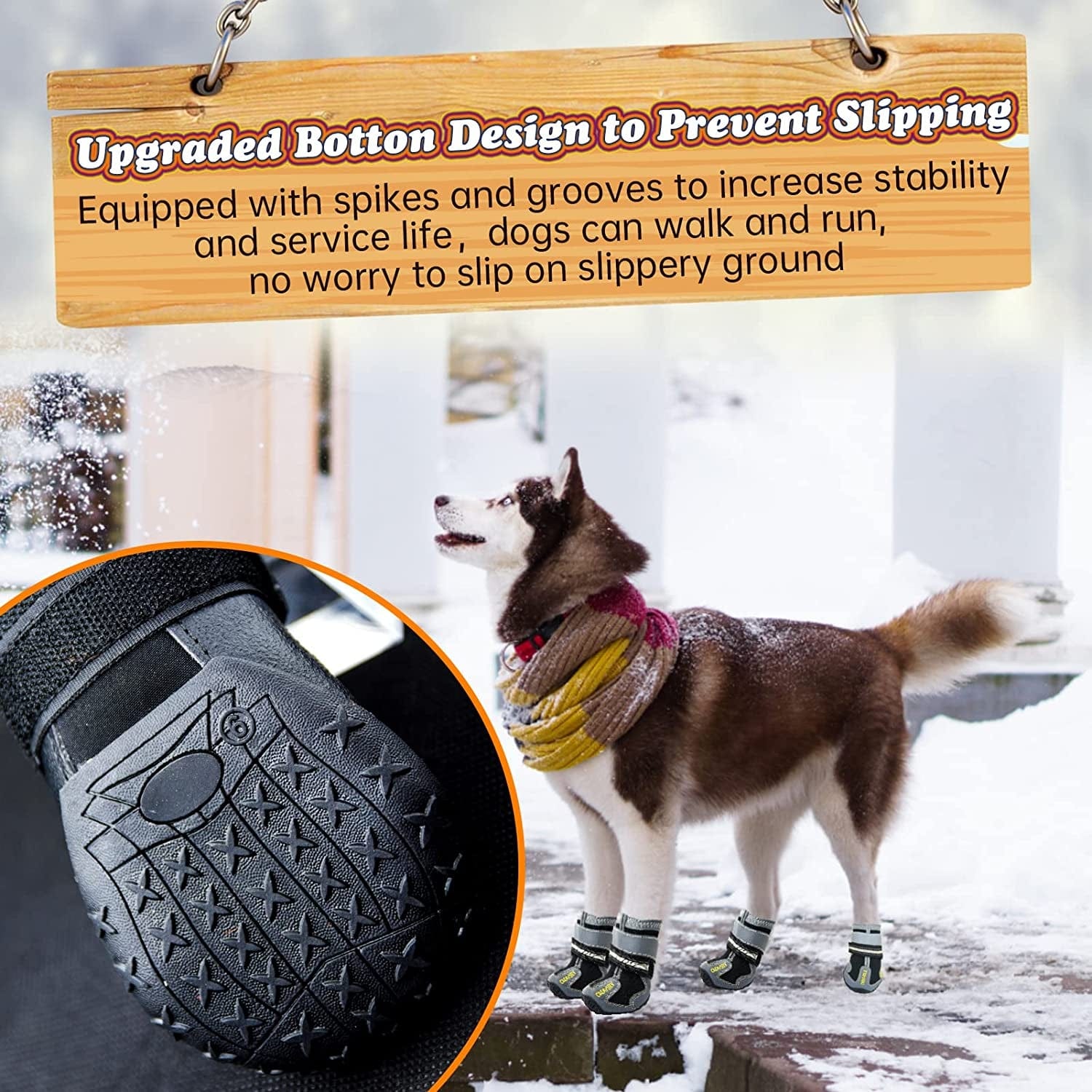 Dog Boots Dog Shoes for Large Medium Small Dogs, Waterproof Dog Booties for Snow/Winter/Outdoor/Running/Hot Pavement, Paw Protectors,Velcro Straps and Upgraded Bottom for Non-Slipping Animals & Pet Supplies > Pet Supplies > Dog Supplies > Dog Apparel CADO SHY   