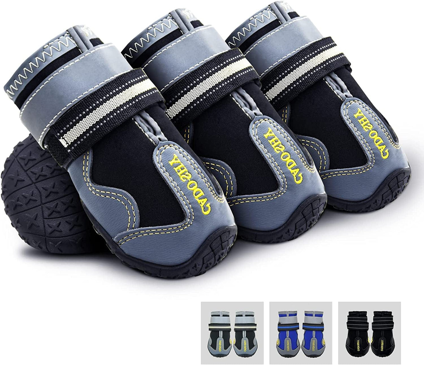 Dog Boots Dog Shoes for Large Medium Small Dogs, Waterproof Dog Booties for Snow/Winter/Outdoor/Running/Hot Pavement, Paw Protectors,Velcro Straps and Upgraded Bottom for Non-Slipping Animals & Pet Supplies > Pet Supplies > Dog Supplies > Dog Apparel CADO SHY Grey Black Size 7 