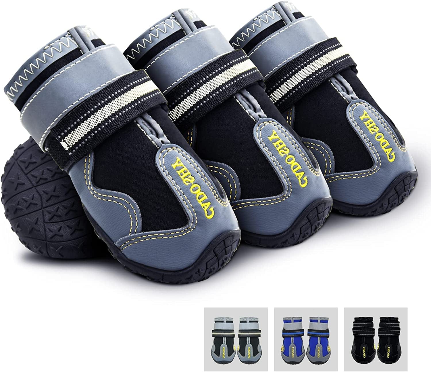 Dog Boots Dog Shoes for Large Medium Small Dogs, Waterproof Dog Booties for Snow/Winter/Outdoor/Running/Hot Pavement, Paw Protectors,Velcro Straps and Upgraded Bottom for Non-Slipping Animals & Pet Supplies > Pet Supplies > Dog Supplies > Dog Apparel CADO SHY Grey Black Size 7 