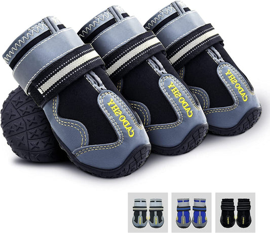 Dog Boots Dog Shoes for Large Medium Small Dogs, Waterproof Dog Booties for Snow/Winter/Outdoor/Running/Hot Pavement, Paw Protectors,Velcro Straps and Upgraded Bottom for Non-Slipping Animals & Pet Supplies > Pet Supplies > Dog Supplies > Dog Apparel CADO SHY Grey Black Size 7 