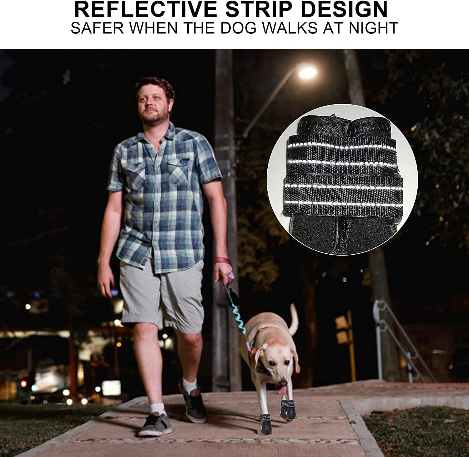 Dog Boots, Dog Winter Boots, Anti-Skid Dog Claw Protector, 4 Pieces of Dog Boots with Reflective Tape, Black Print for Outdoor Dog Boots of Small, Medium and Large Dogs Animals & Pet Supplies > Pet Supplies > Dog Supplies > Dog Apparel dtyxpet   