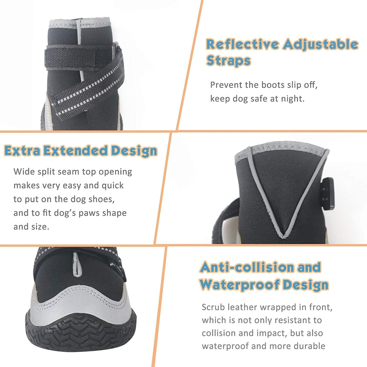 Dog Boots for Winter Warm Dog Snow Shoes for for Large Small Medium Puppy Dogs Booties for Hiking Hardwood Floors Anti-Slip with Reflective Straps 4Pcs/Set Animals & Pet Supplies > Pet Supplies > Dog Supplies > Dog Apparel KEIYALOE   