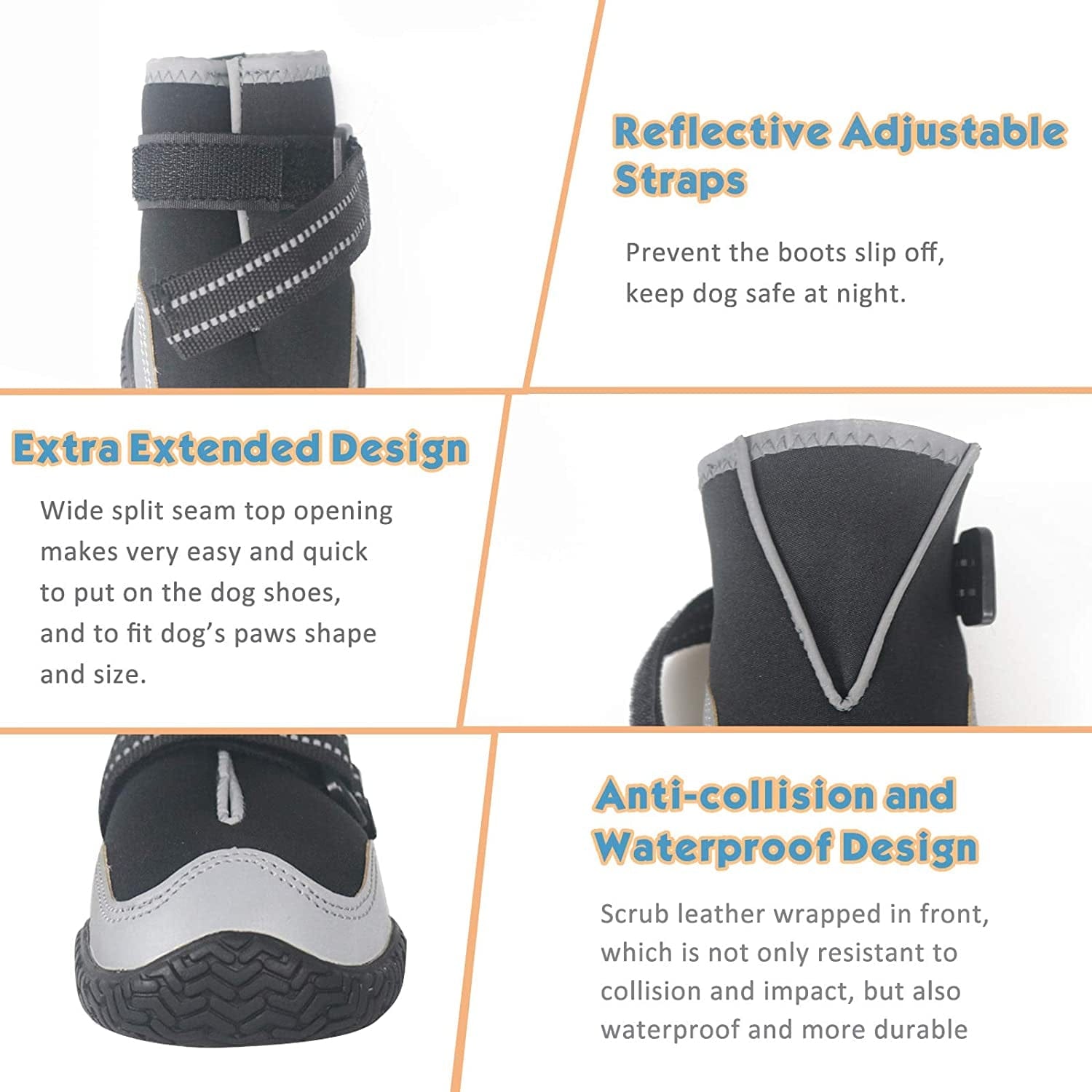 Dog Boots for Winter Warm Dog Snow Shoes for for Large Small Medium Puppy Dogs Booties for Hiking Hardwood Floors Anti-Slip with Reflective Straps 4Pcs/Set Animals & Pet Supplies > Pet Supplies > Dog Supplies > Dog Apparel KEIYALOE   