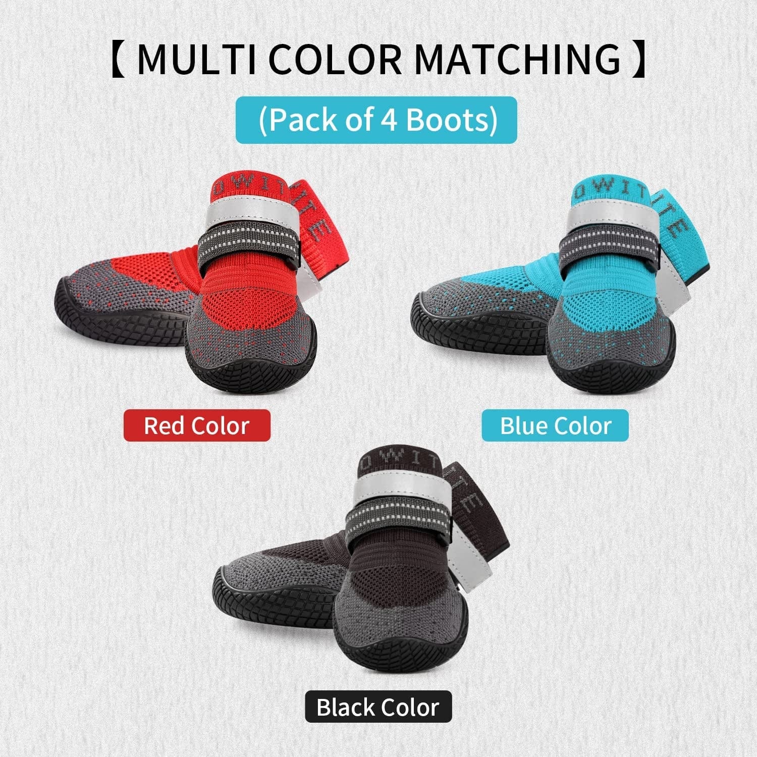 Dog Boots & Paw Protectors, Dog Shoes for Hot Pavement, Bowite Summer Winter Breathable Lightweight Fly Knit Dog Booties with Reflective Strips for Small Medium Large Dogs 4Pcs/Set（Black,#2） Animals & Pet Supplies > Pet Supplies > Dog Supplies > Dog Apparel Bowite   