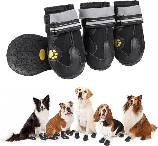 Dog Boots,Shoes for Dogs,Waterproof Dog Boots with Reflective Strips Rugged Anti-Slip Sole,Breathable Rubber Puppy Large Dogs Paws Booties for Outdoor Snow Hiking Rain Pet Protectors 4Pcs Animals & Pet Supplies > Pet Supplies > Dog Supplies > Dog Apparel XINRUI Size 5:2.76''x2.56''(L*W)  