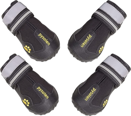 Dog Boots Waterproof Dog Booties Dog Shoes with Reflective Straps Rugged Anti-Slip Sole Paw Protector Hot Pavement for Medium Large Dogs (Logo, Size 6: 2.6"X3.0"(W*L)) Animals & Pet Supplies > Pet Supplies > Dog Supplies > Dog Apparel N Logo Size 5: 2.4"x2.8"(W*L) 