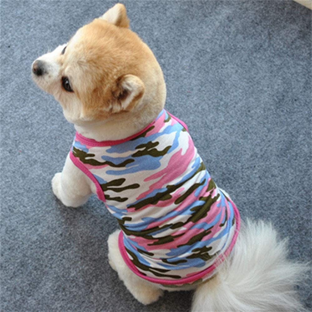 Dog Camouflage Cute Small Vest Puppy Appar Dog Shirt Summer Pet Clothes Outfit Vest Easy on Puppy Boy Girl Shirts (Small, Pink) Animals & Pet Supplies > Pet Supplies > Dog Supplies > Dog Apparel HonpraD Pink Large 