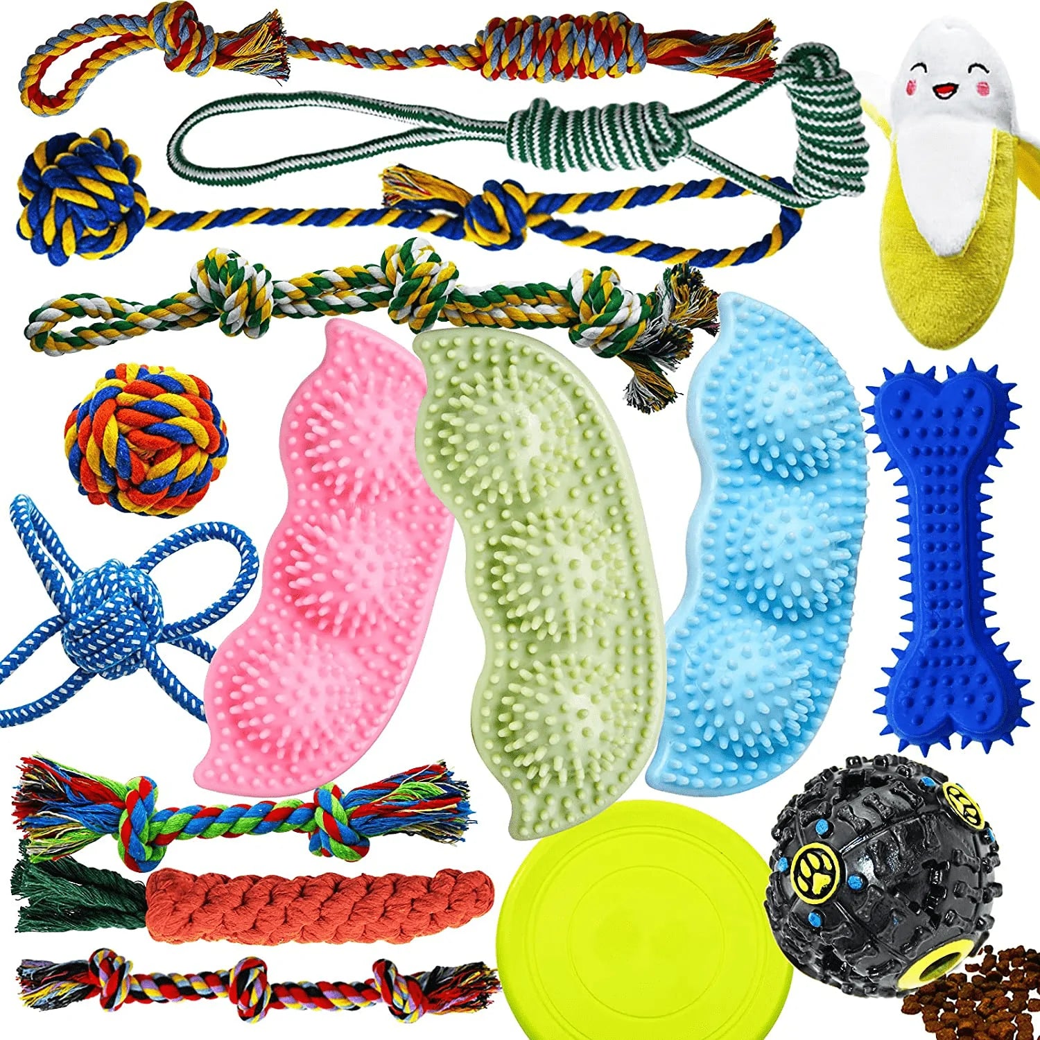 Dog Chew Toys for Puppies Teething, Puppy Toys 16 Pack Dog Toys for Aggressive Chewers Puppy Chew Toys Dog Toy Bundle Small Dog Squeaky Toys Iq Treat Ball Pet Toys for Small Dogs Animals & Pet Supplies > Pet Supplies > Dog Supplies > Dog Toys SHARLOVY Cute peas  