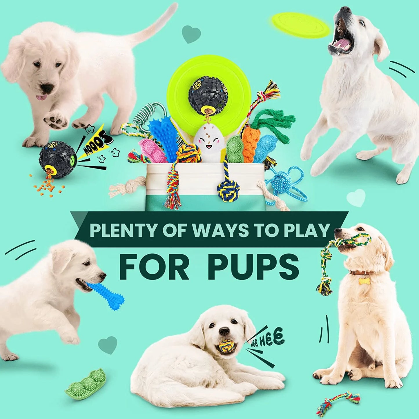 Dog Chew Toys for Puppies Teething, Puppy Toys 16 Pack Dog Toys for Aggressive Chewers Puppy Chew Toys Peas Rubber Bone Dog Toy Bundle Small Dog Squeaky Toys for Small Dogs IQ Treat Ball Animals & Pet Supplies > Pet Supplies > Dog Supplies > Dog Toys SHARLOVY   