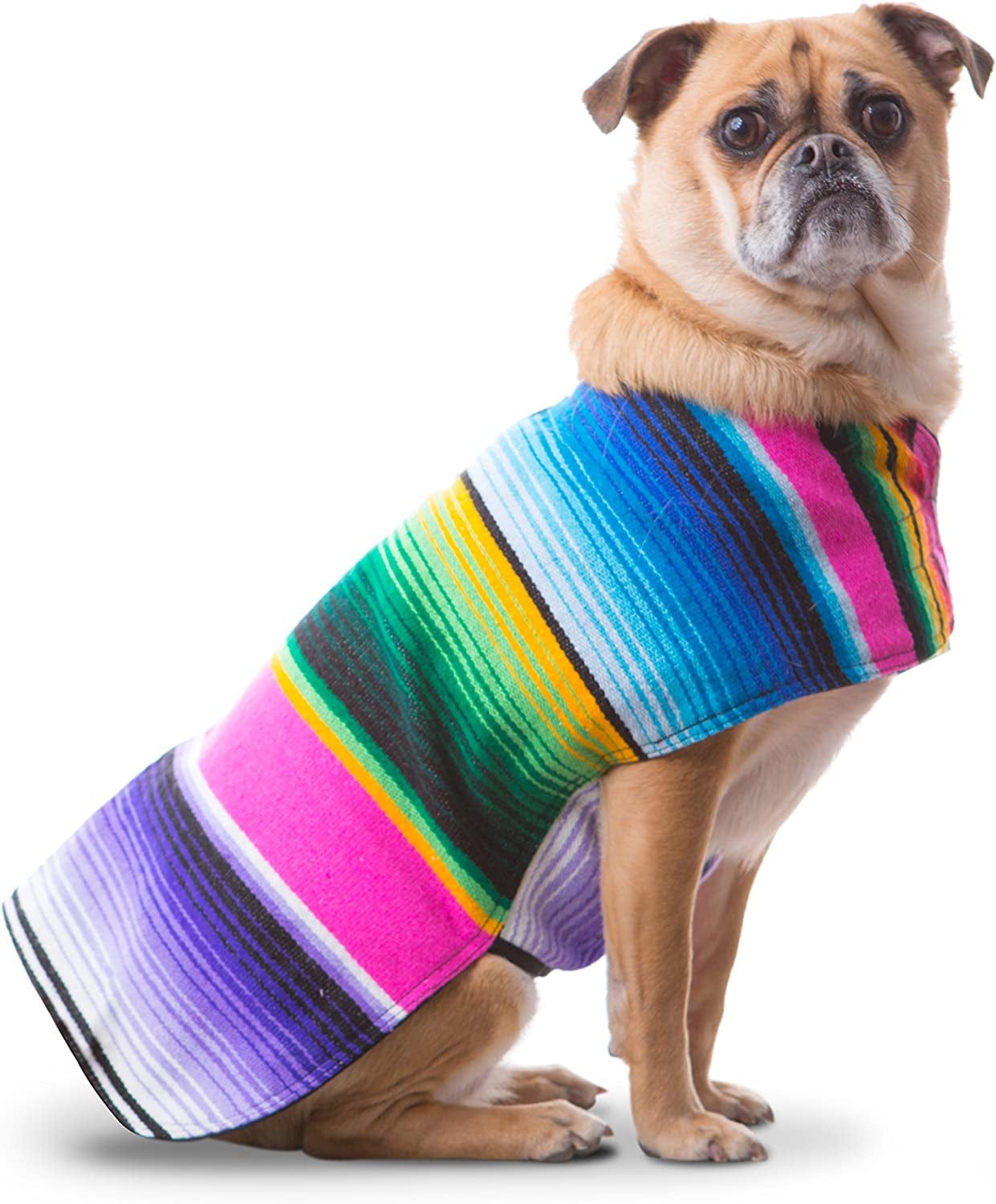 Dog Clothes - Handmade Dog Poncho - Cinco De Mayo Chihuahua Costume from Authentic Mexican Blanket (Blue, XXS) Animals & Pet Supplies > Pet Supplies > Dog Supplies > Dog Apparel Baja Ponchos Pink Medium 