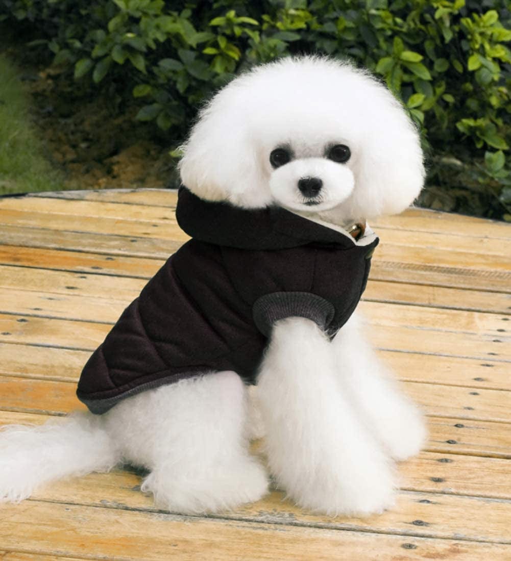 Dog Coat Rdc Pet Hoodie Cold Weather Coats Warm Dog Apparel Winter Thick Clothes Dog Cozy Jacket for Small Dog Medium Cat (L, B-Black) Animals & Pet Supplies > Pet Supplies > Dog Supplies > Dog Apparel Hong Hu Xin Di You Pai Garment Processing Factory   