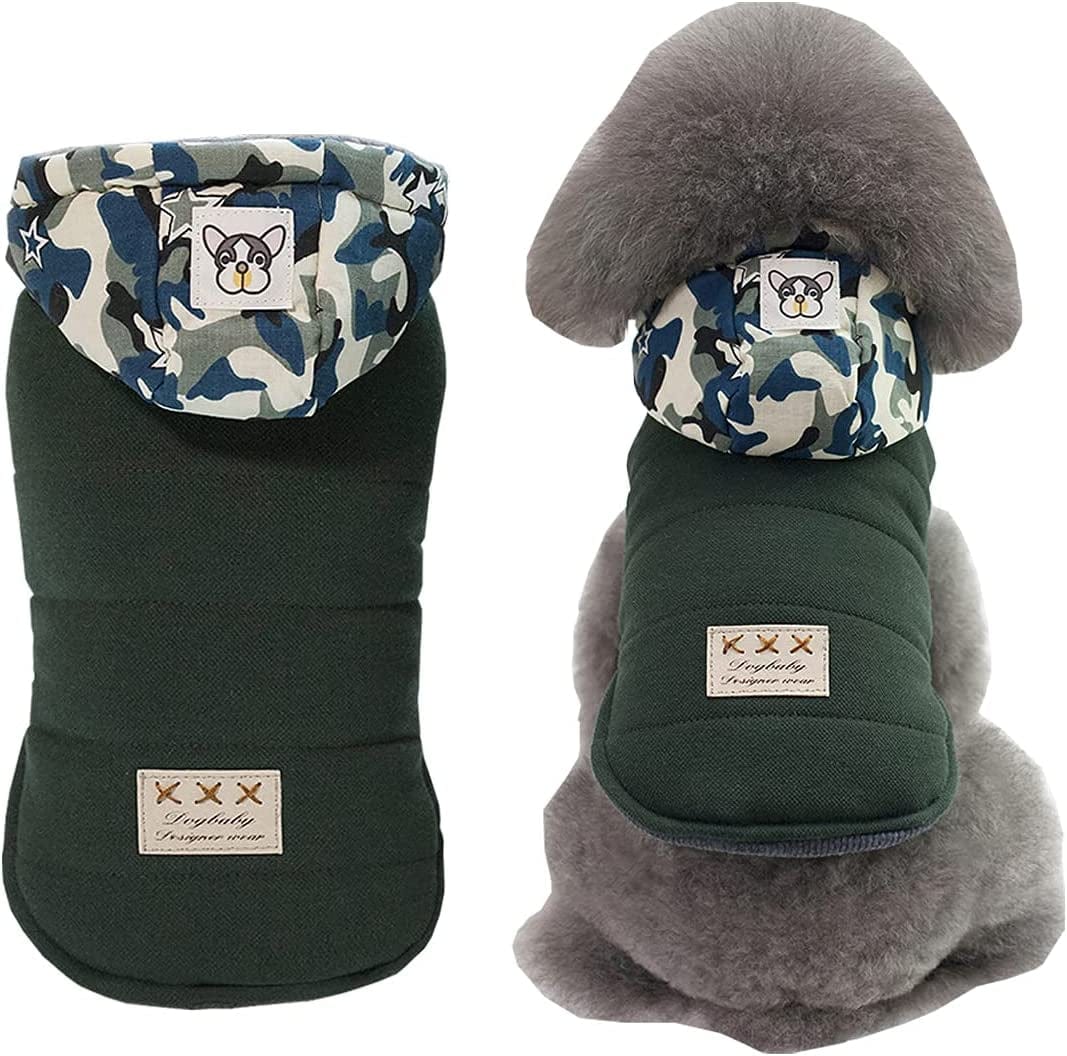 Dog Coat Rdc Pet Hoodie Cold Weather Coats Warm Dog Apparel Winter Thick Clothes Dog Cozy Jacket for Small Dog Medium Cat (L, B-Black) Animals & Pet Supplies > Pet Supplies > Dog Supplies > Dog Apparel Hong Hu Xin Di You Pai Garment Processing Factory Camouflage Cap-Green Medium 