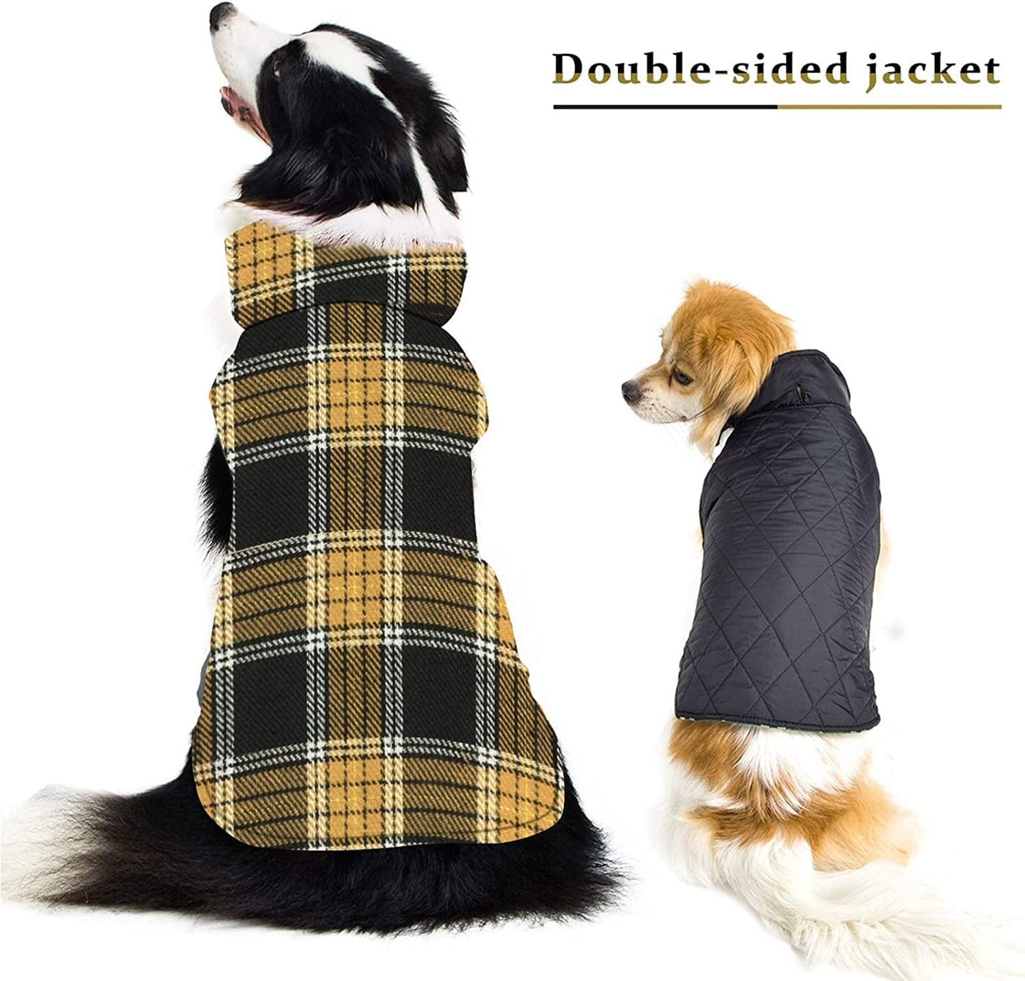 Dog Coats Jackets Apparel, Reversible Dog Apparel Clothes Plaid British Style Dog Outfit Sweater, Windproof Waterproof Dog Cold Weather Coats for Small Medium Large Sized Dogs Girl Boy Animals & Pet Supplies > Pet Supplies > Dog Supplies > Dog Apparel SuBleer   