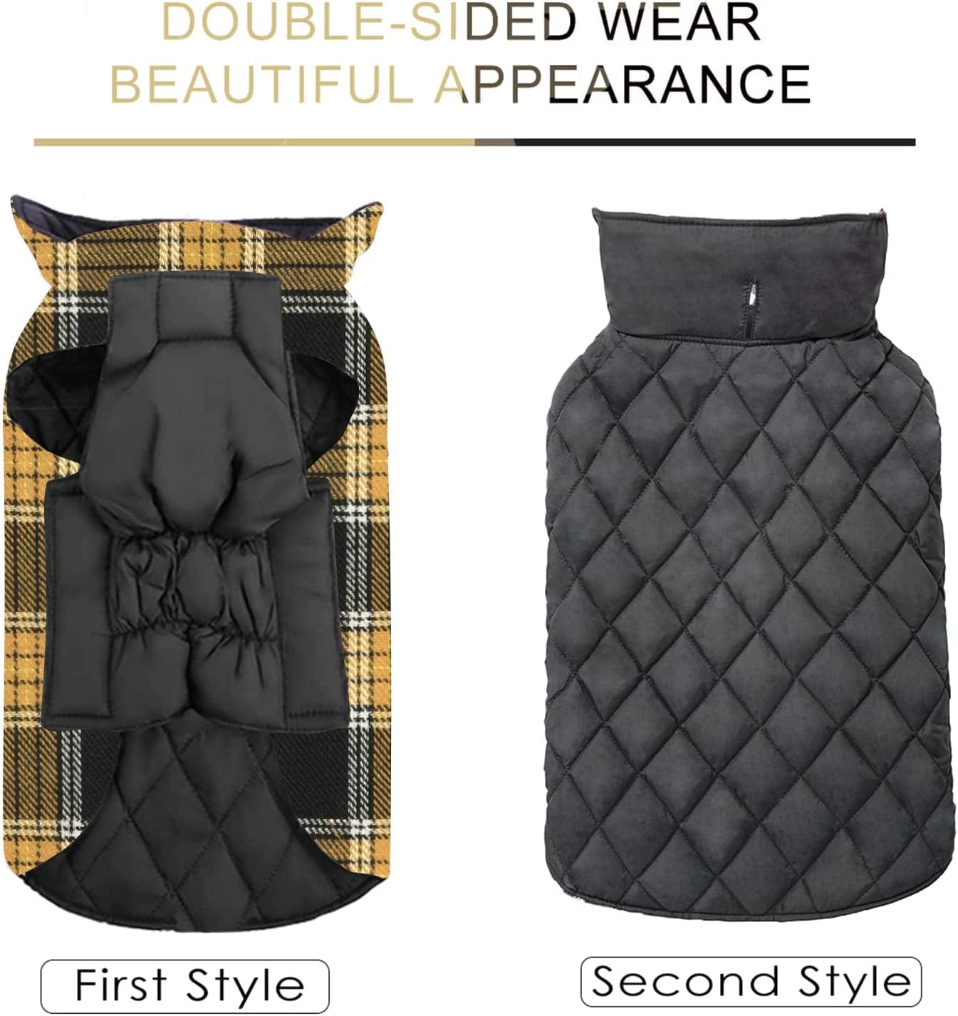 Dog Coats Jackets Apparel, Reversible Dog Apparel Clothes Plaid British Style Dog Outfit Sweater, Windproof Waterproof Dog Cold Weather Coats for Small Medium Large Sized Dogs Girl Boy Animals & Pet Supplies > Pet Supplies > Dog Supplies > Dog Apparel SuBleer   